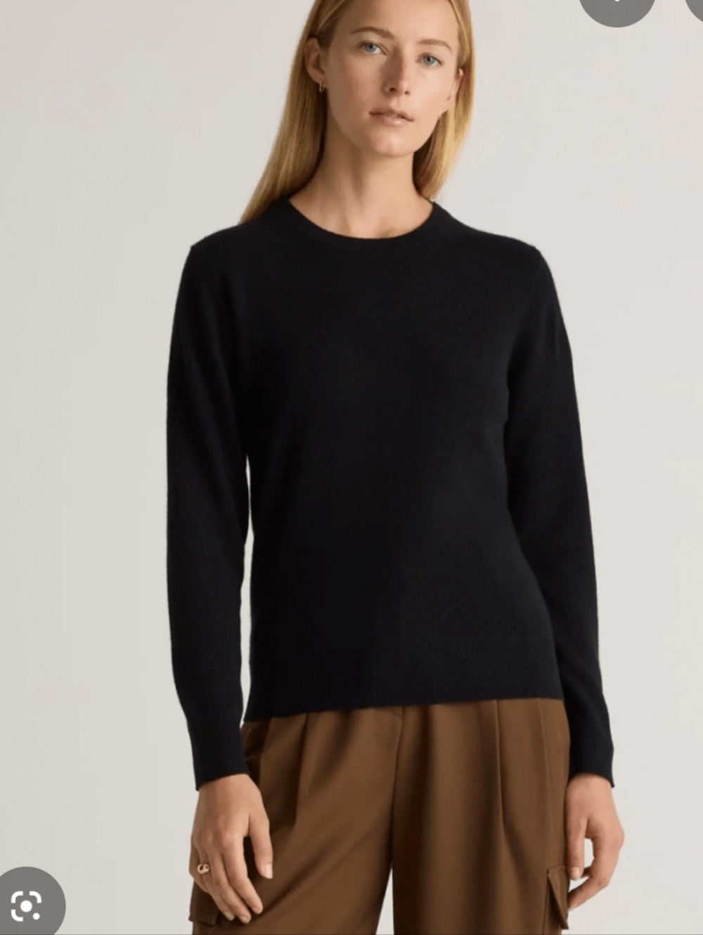 Quince Classic Black Crewneck Sweater